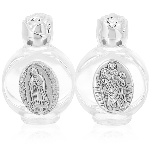 2 botellas de agua bendita decorativas, de vidrio, para festivales y bautizos. Diseño aleatorio.