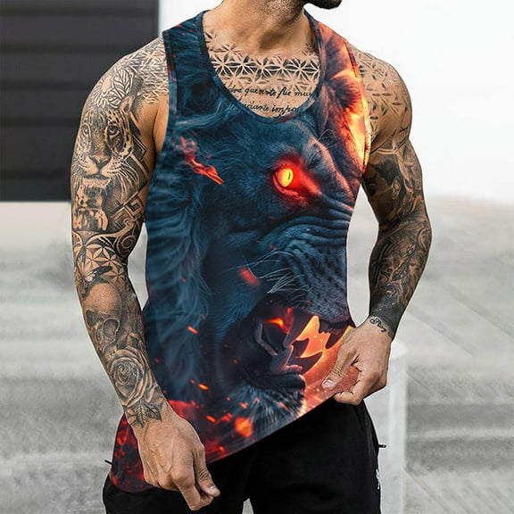 Seeotter 3D Tank Tops for Men Cool Design Graphic Sleeveless Shirts Summer Tops