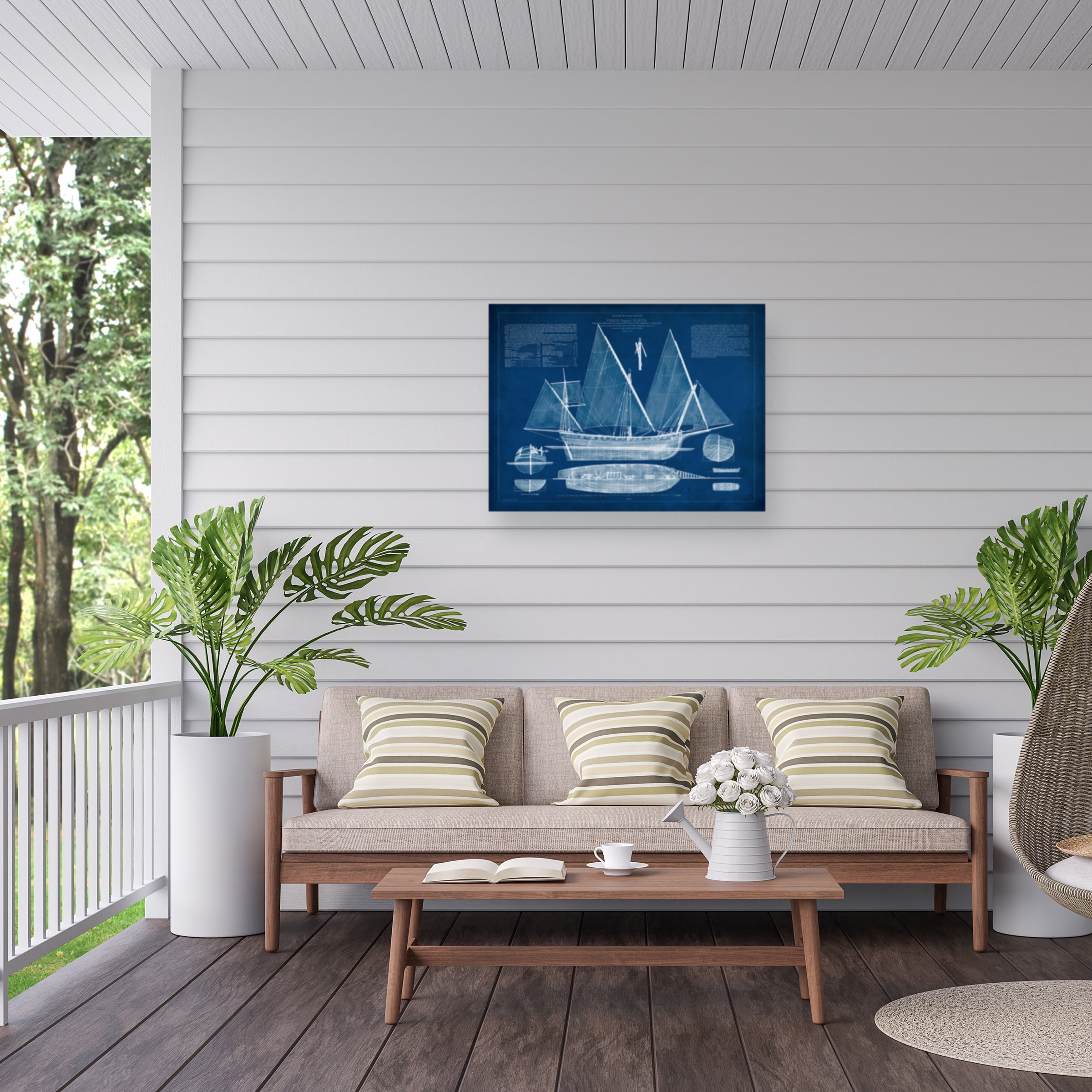 Vision Studio 'Antique Ship Blueprint III' Outdoor Canvas 35x47