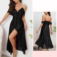 thumbnail image 2 of Noric Women's V-Neck Ruffle Strap Nightgowns Sheer Mesh Backless Sleep Dresses Sleepwear Soft Flowy Nightdress, 2 of 9