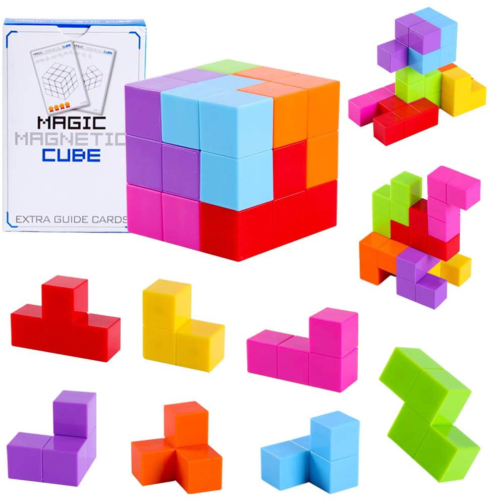 Brain Teaser Puzzles Toy Buliding Blocks Magic Magnetic Cube for Kids 