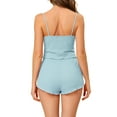 thumbnail image 3 of Conjuntos de pijama para mujer INSPIRE CHIC, camisetas de punto con pantalones cortos, 2 piezas, ropa de dormir XL azul claro, 3 of 6