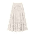 thumbnail image 3 of Women's Western Floral Lace Crochet Knit Maxi Boho Skirt A Line Eyelet Hippie Flowy Long Skirt Bathing Suit Wrap Skirt Sheer Skirt Two Piece Skirt Outfits for Women Skirt Suits for Women Business, 3 of 3