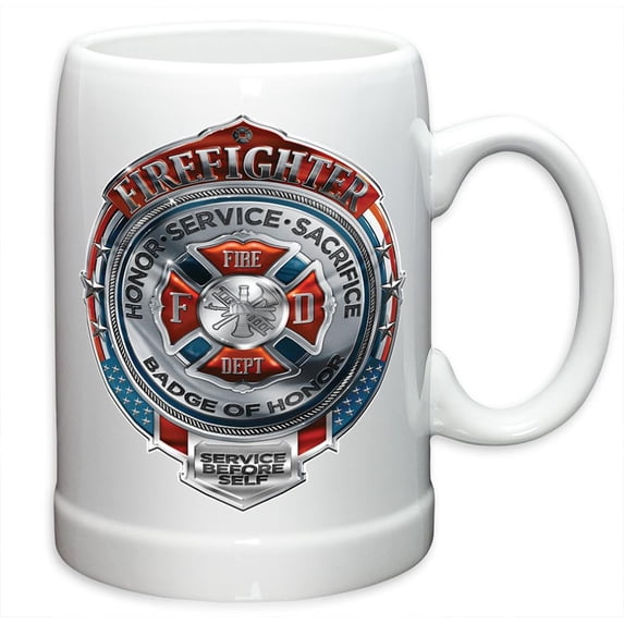 Fire 20 oz. Stoneware Fire Honor Service Sacrifice Chrome Badge (Set of 2)