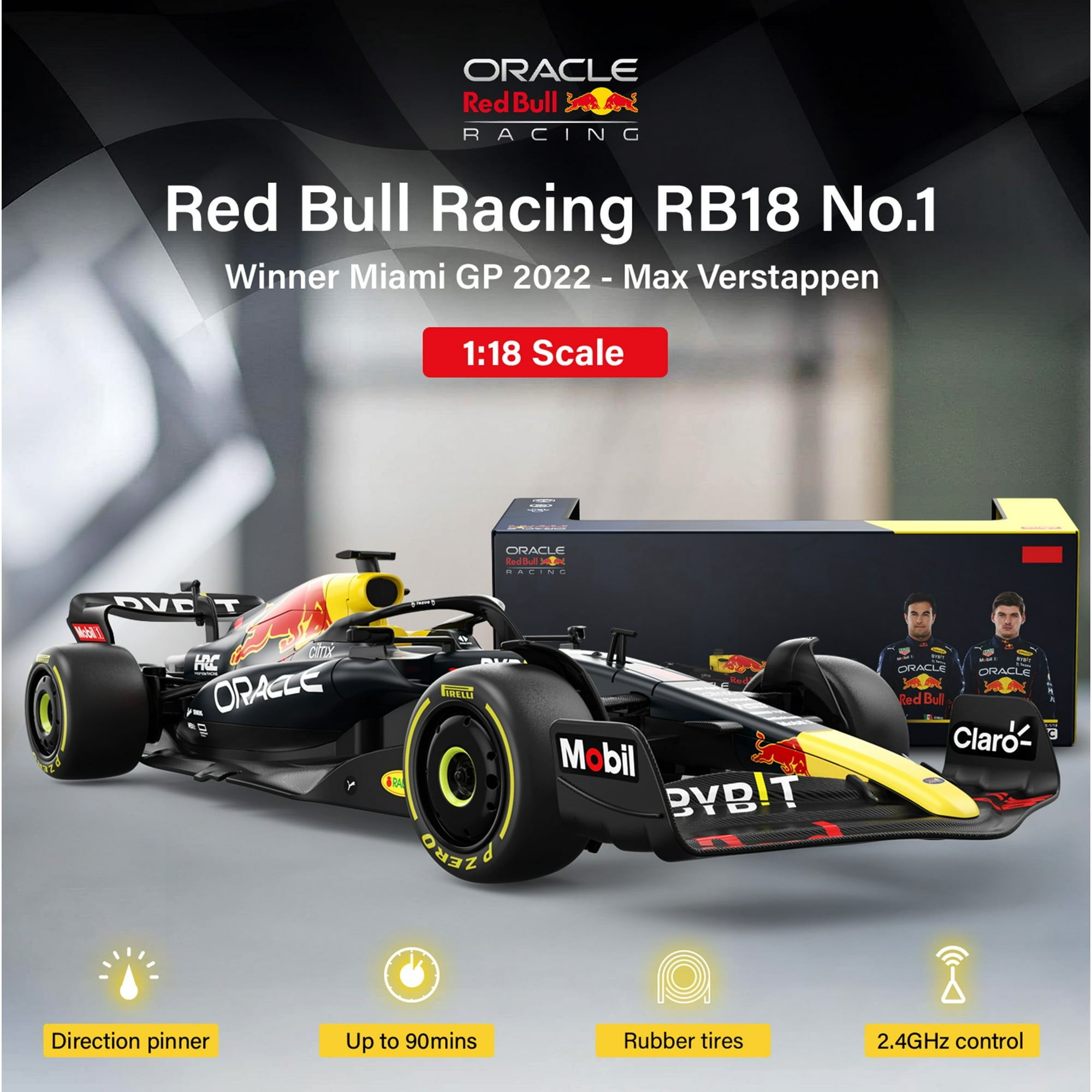 Voltz Toys Authentic Licensed 1:18 F1 RedBull Rb18 NO.1 Car Remote