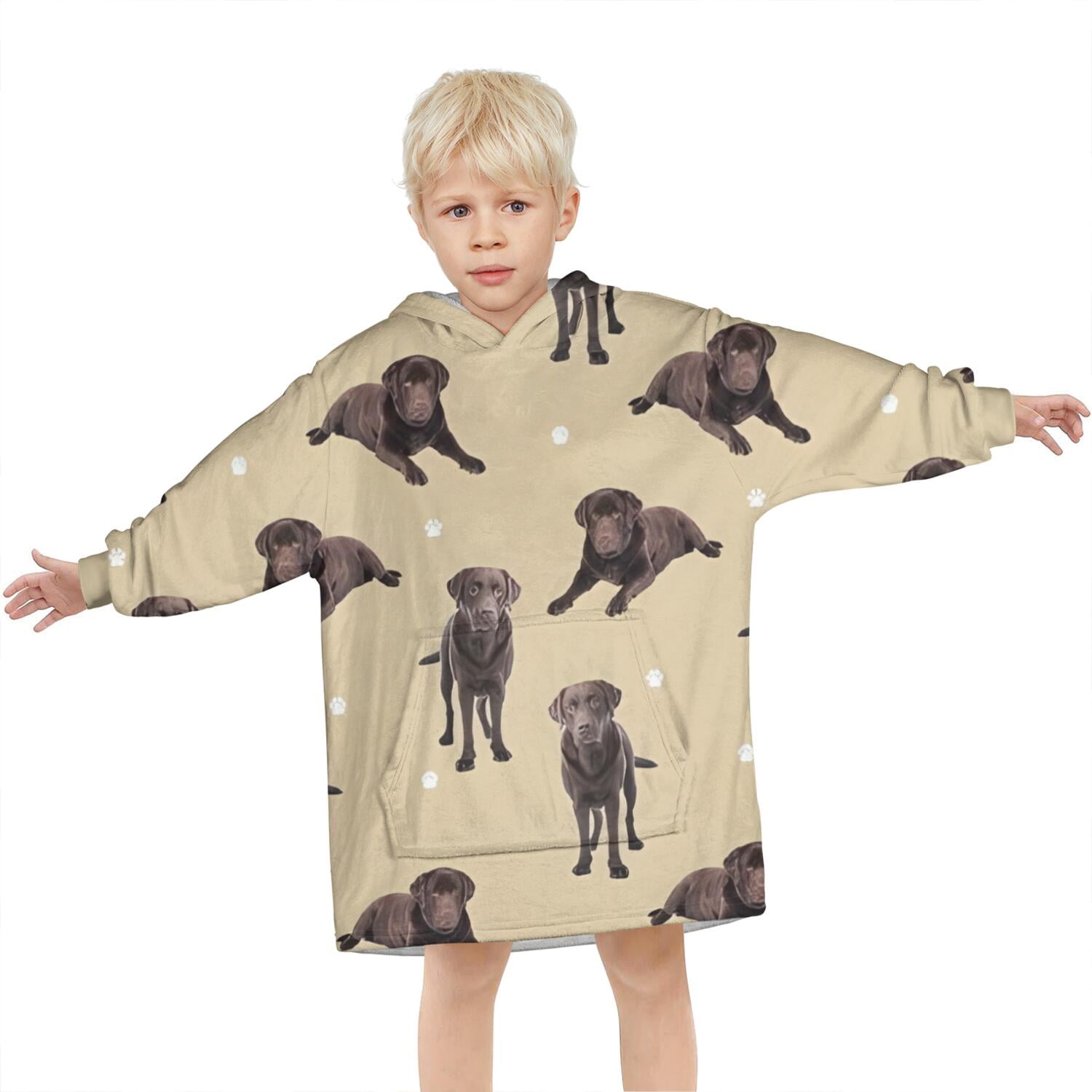 Cute Labrador Blanket Hoodies for Kids 6-13YR Oversize Wearable Blanket Hoodies for Boys Girls Teens