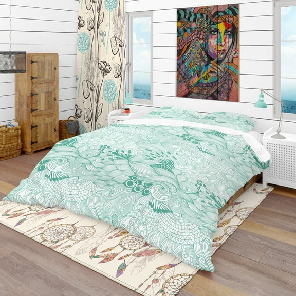 Designart 'Pattern Abstract with Colorful Ornament' Modern & Contemporary Duvet Cover Set