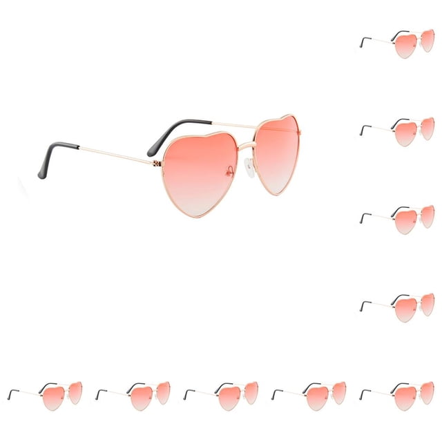 Gafas de sol Sonducket portátiles forma de corazón Marco resistente al desgaste a prueba de viento Regalo 10piezas Rojo CBP391256