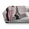 thumbnail image 3 of Teen Room Soft Flannel Fleece Throw Blanket, Woman with Hat Smoking in Front of Eiffel Tower in Shabby Pink Design, Cozy Plush for Indoor and Outdoor Use, 70" x 90", Pale Pink and Black, by Ambesonne, 3 of 6