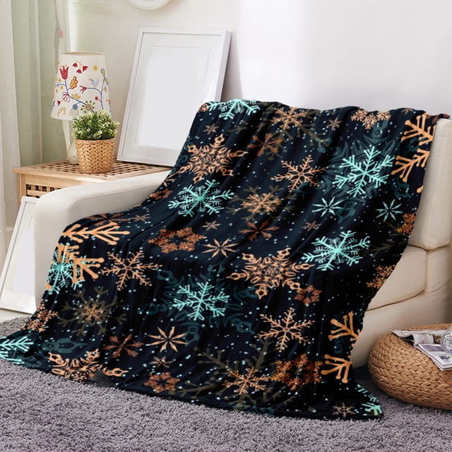 CaiYueKe Snowflake Christmas Throw Blanket, Flannel Fleece Soft Plush Warm Cozy Lightweight Decorative Blanket for Couch Bed Sofa, Winter Warm Holiday Decor Gift for Adults Home Decorations