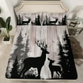 thumbnail image 2 of Manfei Rustic Farmhouse Cabin Full Size Sheets, Jungle Deer Animal Bed Sheets, Grey Wooden Plank Sheet Sets, Ultra Soft Home Decor, 4 Pieces, 2 of 7