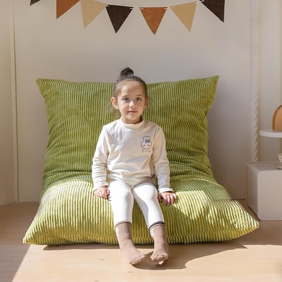 3 in 1 Kids Bean Bag Chair Bed, Convertible Chair Folds from Bean Bag to Lounger, Child Floor Sofa for Gaming, Reading, Floor Mattress with High-Density Foam Filling