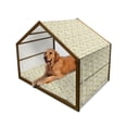 thumbnail image 1 of Jazz Music Pet House, Doodle Different Instruments Entertainment Band Equipment Drawing, Outdoor & Indoor Portable Dog Kennel with Pillow and Cover, 5 Sizes, Blush Khaki and Beige, by Ambesonne, 1 of 4