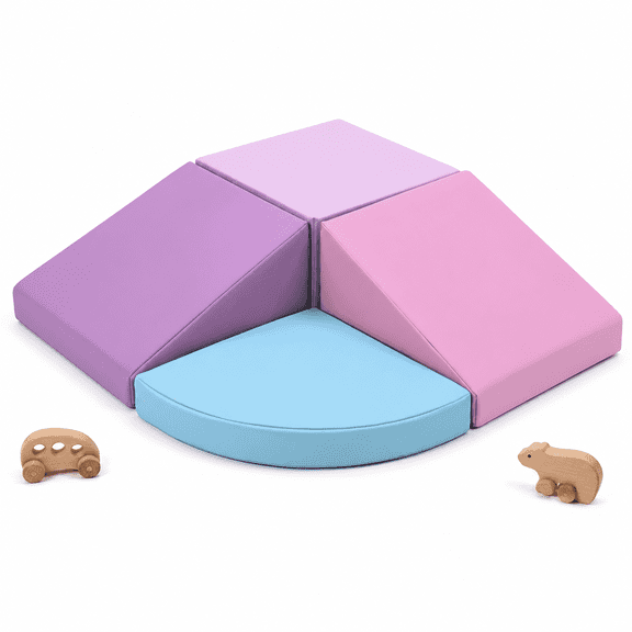 Wilwolfer 4-Piece Playground Climbers for Toddlers, Soft Foam Indoor Climbing Blocks and Crawling Play Set, Purple