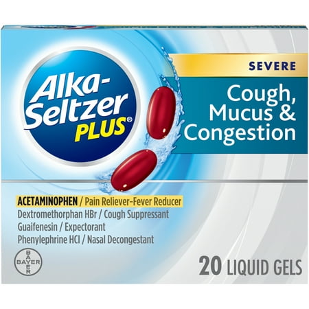 Alka-Seltzer Plus Severe Cough, Mucus and Congestion, Liquid Gels, 20