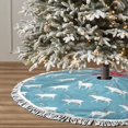 thumbnail image 3 of Christmas Tree Skirt, reindeer winter christmas blue Christmas Tree Decorations Indoor, Tree Skirts Mat With Tassel Trim for Halloween New Year Holiday Christmas Party Decor 30 Inches, 3 of 7