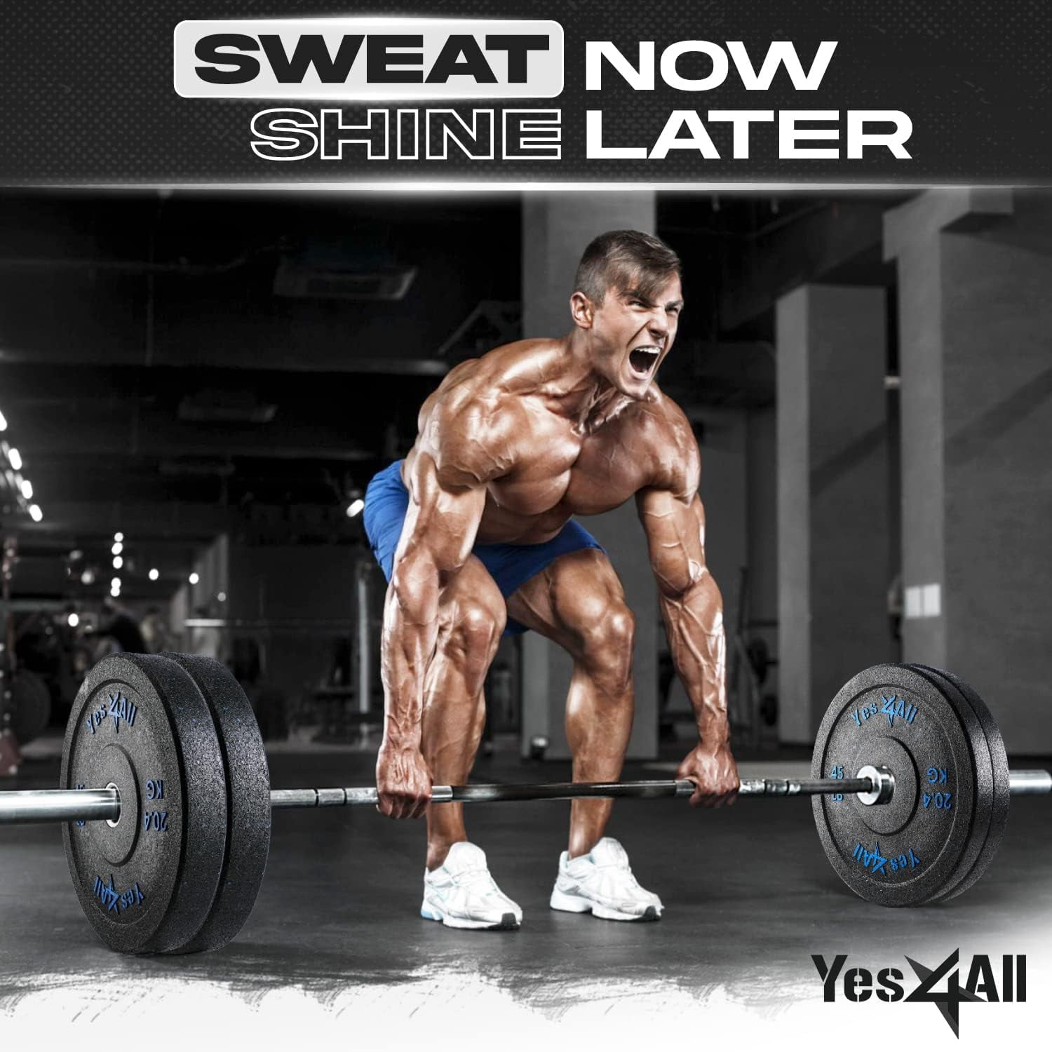 2 Inch Bumper Plate 45LB Olympic Rubber Weight Plate with Steel Hub for WeightLifting Strength Training Home Gym