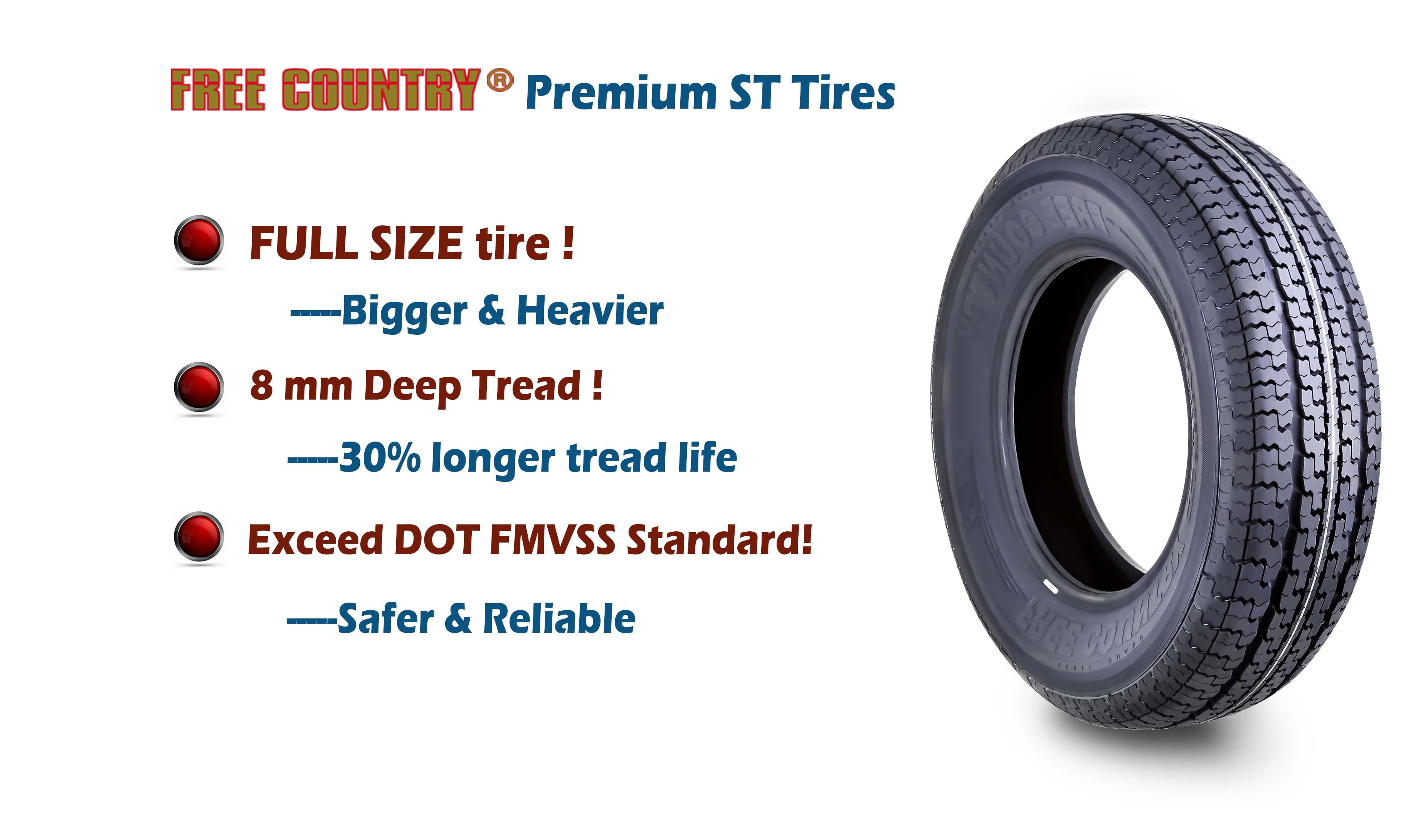Free Country Trailer Tire Wheel Assembly ST225/75R15 10-Ply E 117M 6 Lug on 5.5" PCD White Spoke Rim