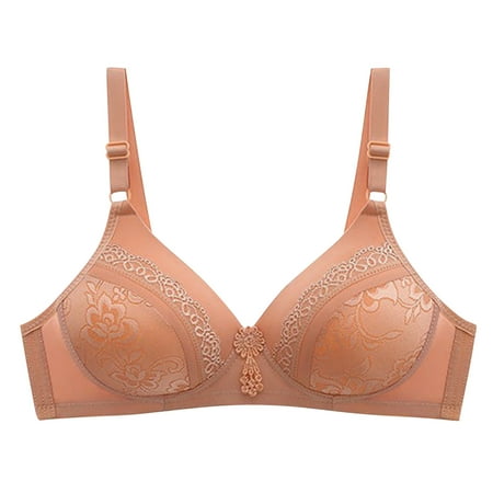 qILAKOG Bras For Women Push Up Plus Size Medium Cup Without Steel Rings Female Breathable Gathered Bra for Everyday Comfort Wear Ladies Printed Underwear M