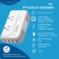 thumbnail image 4 of Convertidor de voltaje Ceptics de 200 W, 220 V a 110 V con 3 puertos USB, 4 of 8