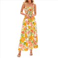 thumbnail image 2 of Vestido de Verano para Mujer, Sin Mangas, Fruncido, Estilo Bohemio, con Tirantes Finos, Corte en A, Fluido, para Playa, Amarillo, Talla XL, 2 of 7