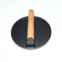Burger Press 7" Round,Heavy-Duty Cast Iron Smash Burger Press Meat Steak With Wood Handle for Griddle, BBQ, Cookouts, Round