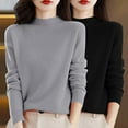 thumbnail image 2 of Womens Sweaters For Women Sweaters Autumn And Winter 2Pc Solid Color Pullover Soft Comfortable Round Neck Top Blended Fabric Relaxed Fit Casual Daily Outfit Fall Sweaters For Women, 2 of 4