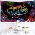 thumbnail image 5 of Happy New Year Party Backdrop Fabric Sign Poster Banner with Pattern Firework for New Year Party Decoration Photo Props Background Supplies, 5 of 5