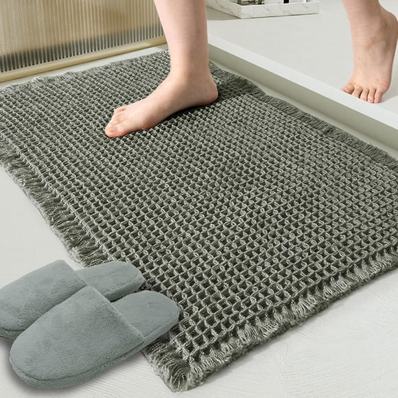ZALL Tapis de Bain Gaufré, Super Absorbant Antidérapant, Vert Foncé 24x36 Pouces, Lavable en Machine Ultra Doux