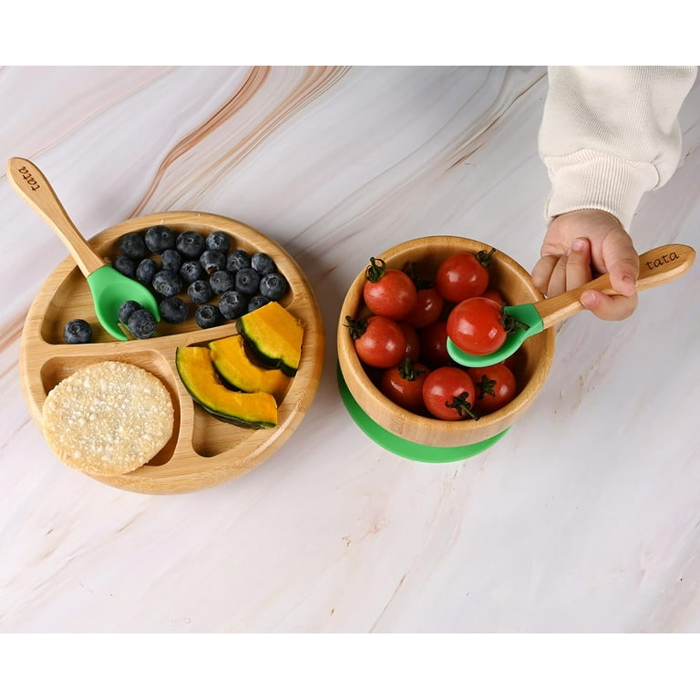 6PCS Bamboo Baby Feeding Set, Baby Suction Bowl & Plate with