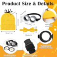 thumbnail image 3 of 5PCS Yellow Costumes Accessories for Adults, Big Eyes Steampunk Goggles Yellow Beanie Knit Hats Black Gloves Suspenders Buttons Set for Halloween World Book Day Cosplay Fancy Dress Party, 3 of 7