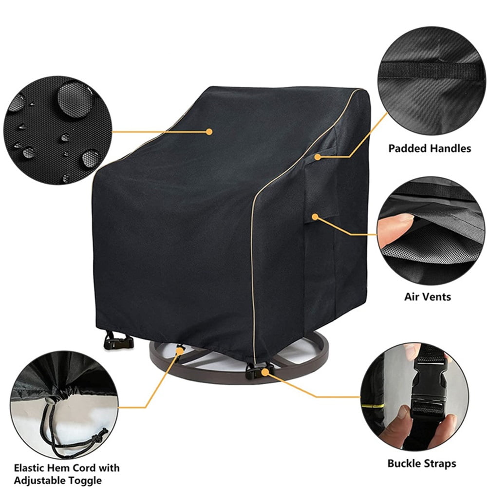 Xl-Kang Patio Chair Covers for Outdoor Furniture Waterproof Heavy Duty Waterproof Outdoor Chair Covers for All-Weather Protection Lawn Lounge Deep Seat,Black-Black 70.3*82.5*99.1cm