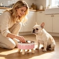 thumbnail image 5 of Elevated Pet Feeding Bowl, Cat Dog Food Water Dish With Wooden Leg Base, Cute Ice‑Cream Sprinkles Pattern Raised Food Dish For Neck Comfort Cats And Small Dogs, 5 of 8