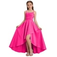 thumbnail image 2 of SGFCWSX Girls Pageant Dress Spaghetti Strap Satin High Low Hem Ruched Wedding Party Dresses for Teens Pink Size 13, 2 of 6