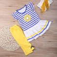 thumbnail image 4 of Douhoow 0-6Y Toddler Girl Summer Clothes Flying Sleeve Stripe T-Shirt Tops Yellow Shorts, 4 of 8