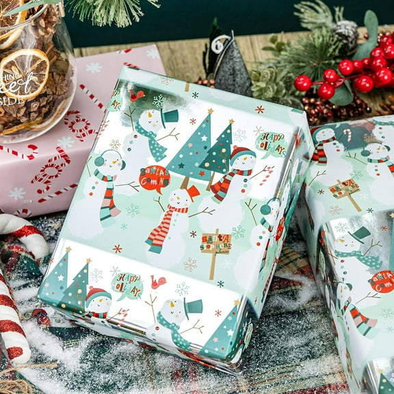 Christmas Wrapping Paper Roll Red Santa Claus Presents Winter Gift Wrap Paper for Holiday New Year, 58x23in, 1 Roll