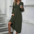 thumbnail image 5 of Womens Chiffon Cocktail Maxi Dress, Long Sleeve V Neck Chiffon A-Line Flowy Wedding Guest Dresses Dresses for Women Clubwear Green M, 5 of 9