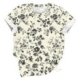 thumbnail image 4 of HONHUZH Womens Shirts Clearance 2025 Summer Tops Floral Graphic Crew Neck Blouse Short Sleeve Plus Size, 4 of 5