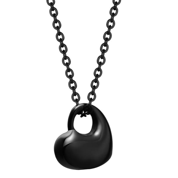Collar de corazón Zulema joyería de cremación de cenizas altamente pulida Negro Collar de urna de pata