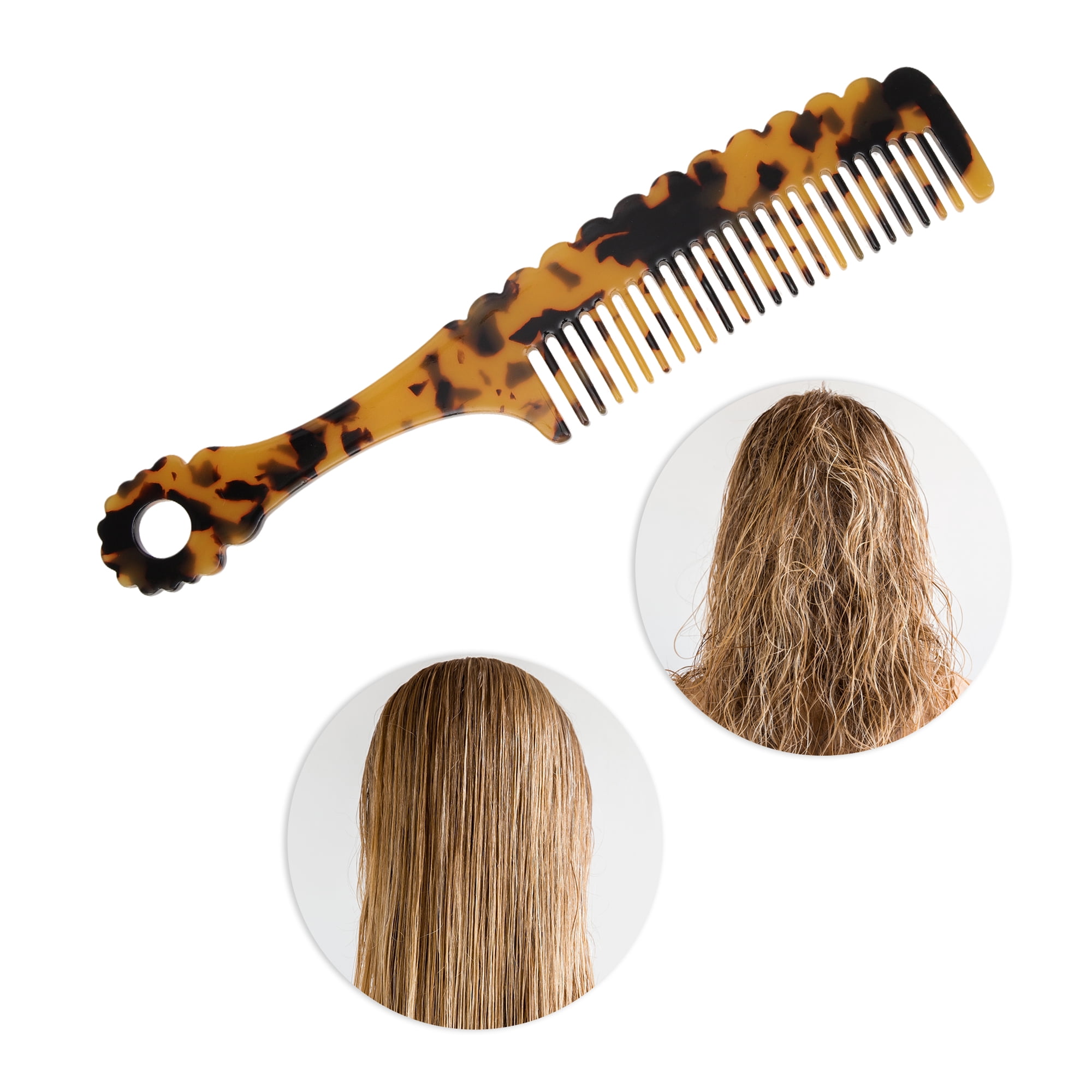Unique Bargains 1 Pc Fashion Handle Wavy Hair Comb for All Hair Types Styles Brown