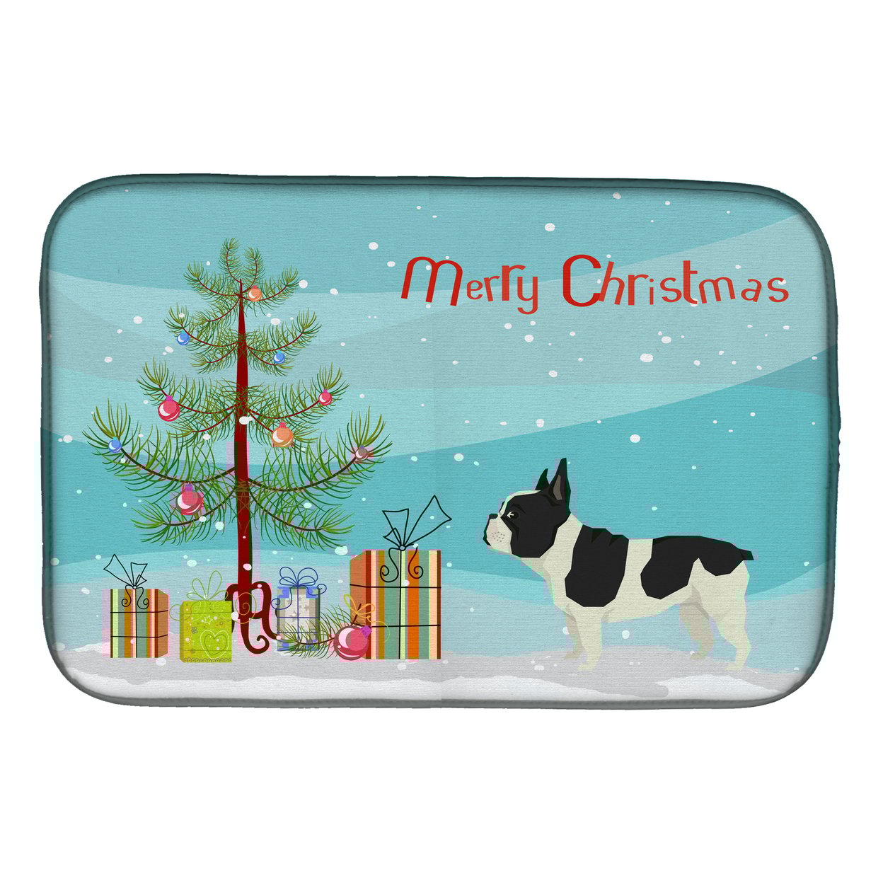 French Bulldog Christmas Tree Dish Drying Mat
