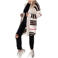 thumbnail image 2 of Qertyioot Pull Long à Manches Longues Décontracté Rayé Tendance pour Femmes Hiver Cardigan Blouse Tops, 2 of 6