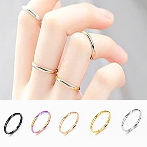 Xinyolin Elegant Smooth Surface Minimalist Simple Ring - Thin Stacking Ring for Birthday