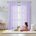 thumbnail image 4 of OVZME Darla Sheer Curtains 96 Inches Long 2 Panels Set, Light Filtering Soft Airy Lightweight Farmhouse Sheer Drapes, Textured Jacquard Extra Long Curtains for Living Room, 42Wx96L Inch Lavender, 4 of 8
