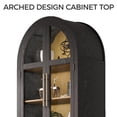 thumbnail image 2 of TOPCOMFY 74.3"Arched Cabinet with Glass Doors, Kitchen Storage Cabinet with Door, 5-Tier Arched Bookcase with Adjustable Shelves - Black & Oak, 2 of 7