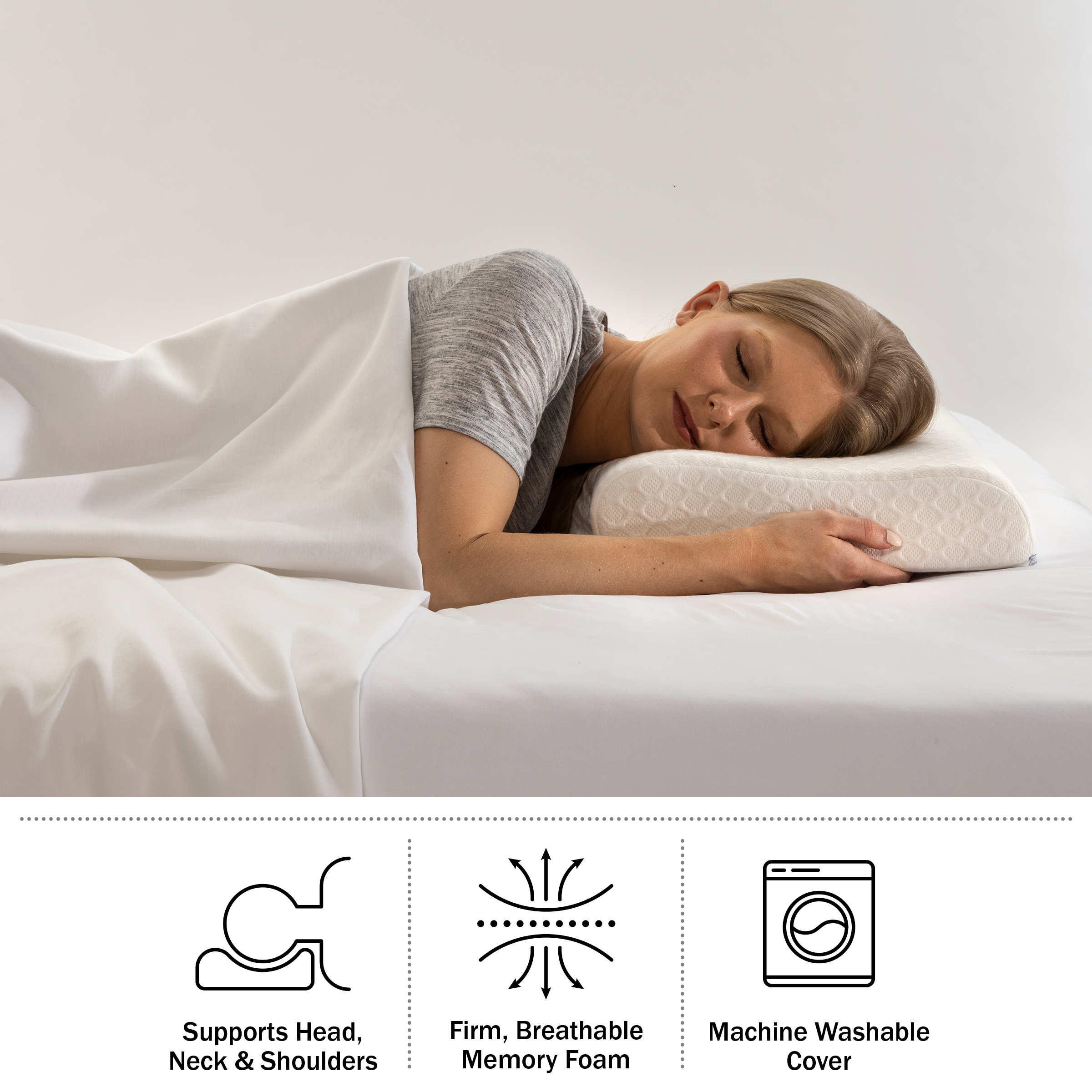 Home-Complete Memory Foam Neck Pillow for Side, Back, and Stomach Sleepers