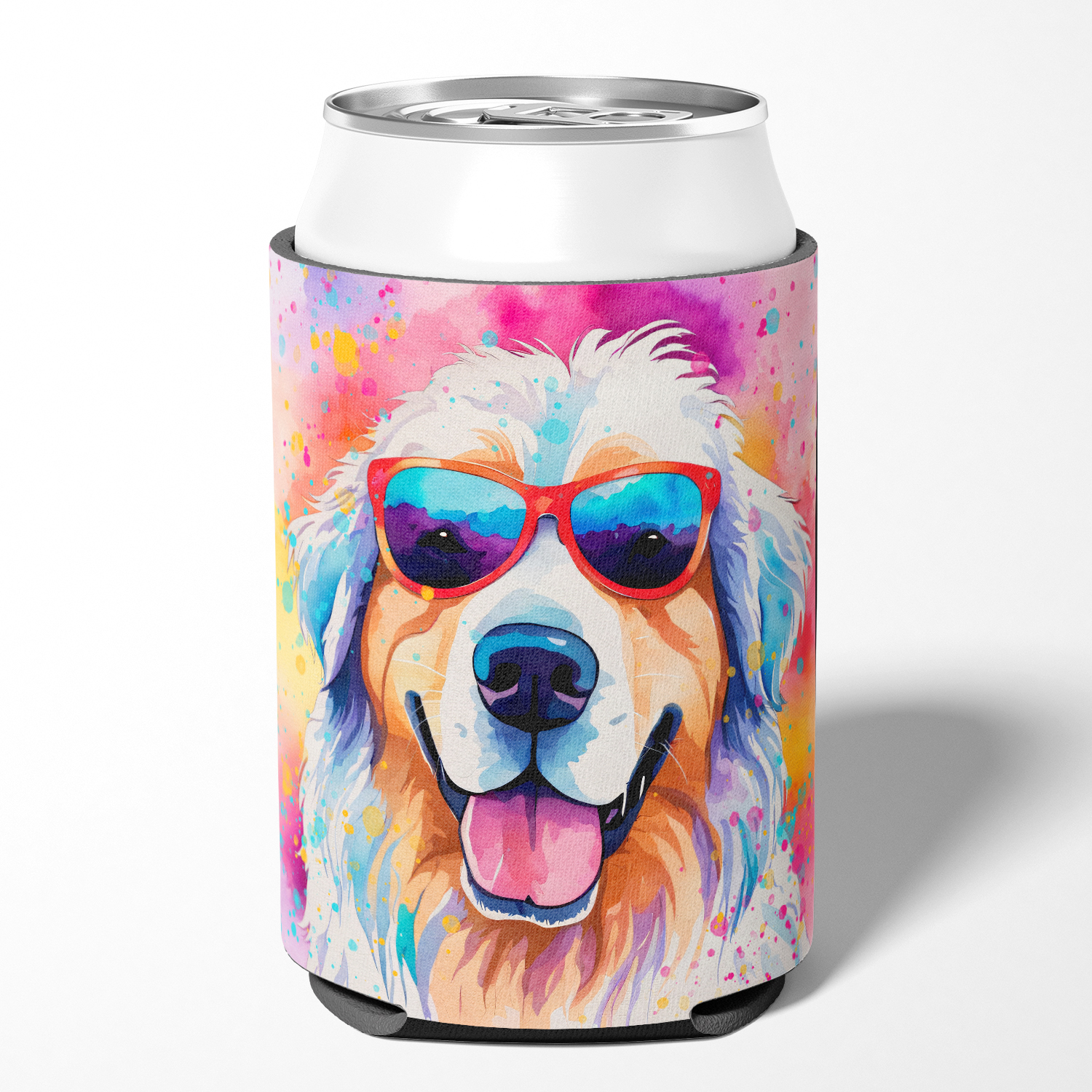 Great Pyrenees Hippie Dawg Can or Bottle Hugger 3 in x 5 in