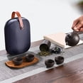 thumbnail image 3 of Tetera Juego de té de arena púrpura de cerámica Juego de tetera y tazas de viaje al aire libre portá Tomshoo Tetera, 3 of 7
