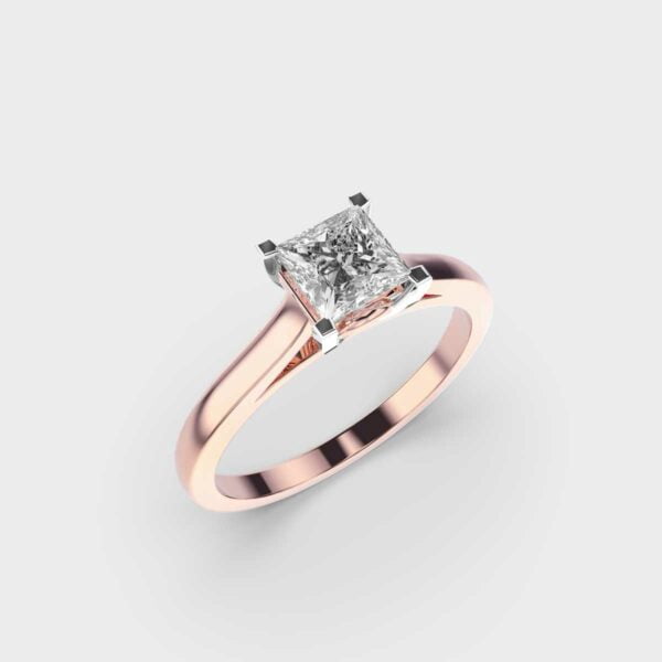 1 Ct Wonderful IGI Certified Princess Cut Lab Grown Diamond Engagement Ring 10K Rose Gold (E/VVS2) | Solitaire Diamond Ring for Women | Size 9.5 by Diamond-Capitals