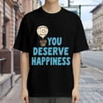 thumbnail image 4 of Vintage T Shirt, You Deserve Happiness, Hot Air Balloon Print 1,Cotton T-Shirt for Men, 23328560,Black, XL, 4 of 9